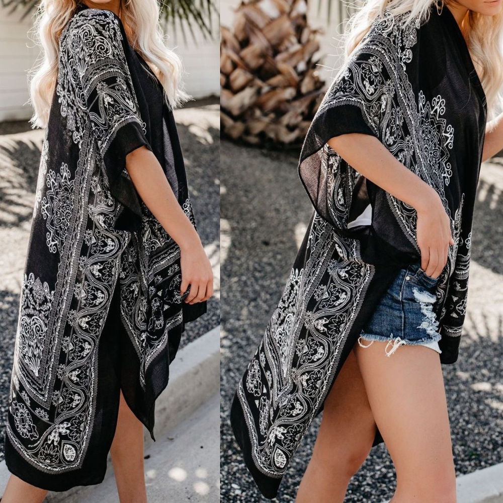 Mandala kimono paisley print scarf beach coverup - Picture 8 of 8